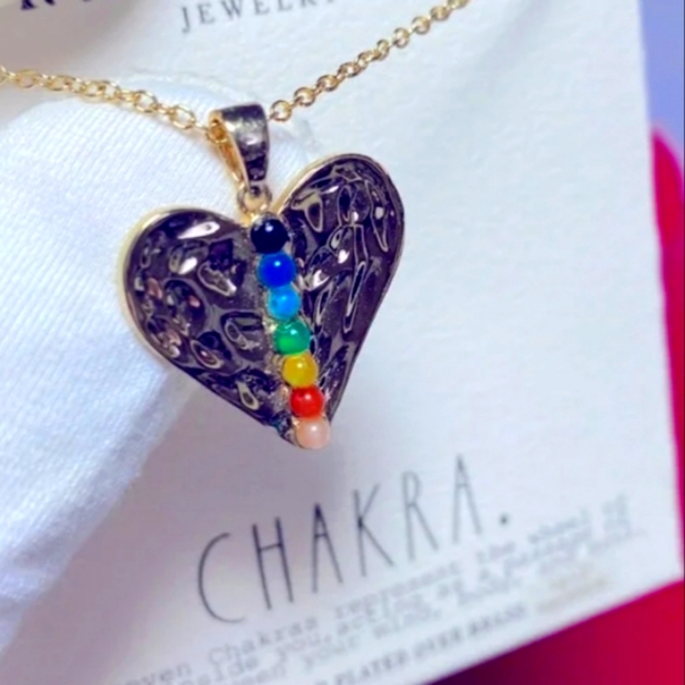 RAE DUNN HEART CHAKRA GOLD PLATED NECKLACE